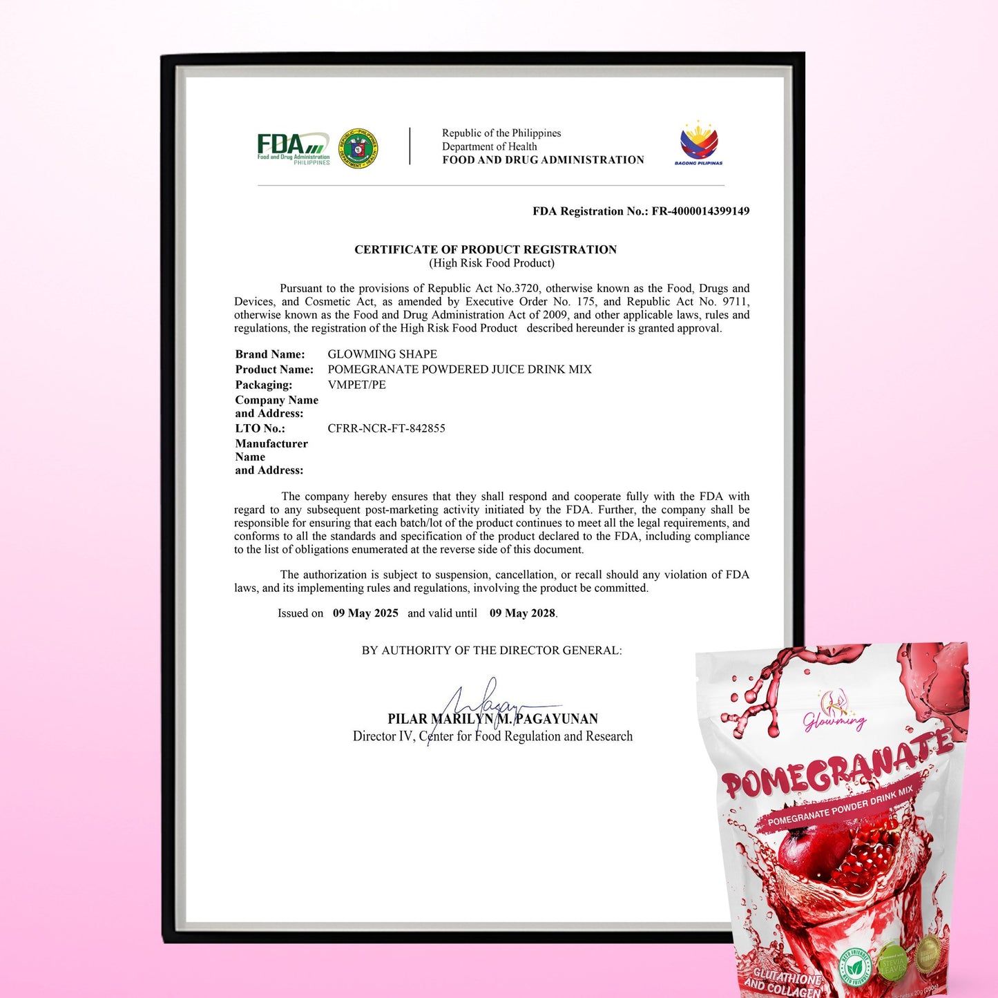 Glowming Pomegranate Juice