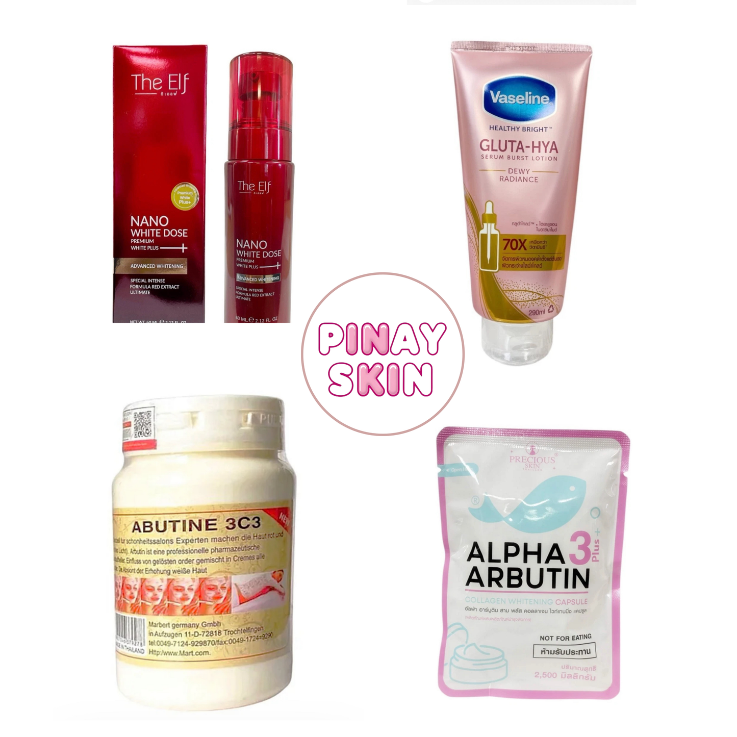 Vaseling Gluta-Hya, Elf Nano, Alpha arbutin and 3C3